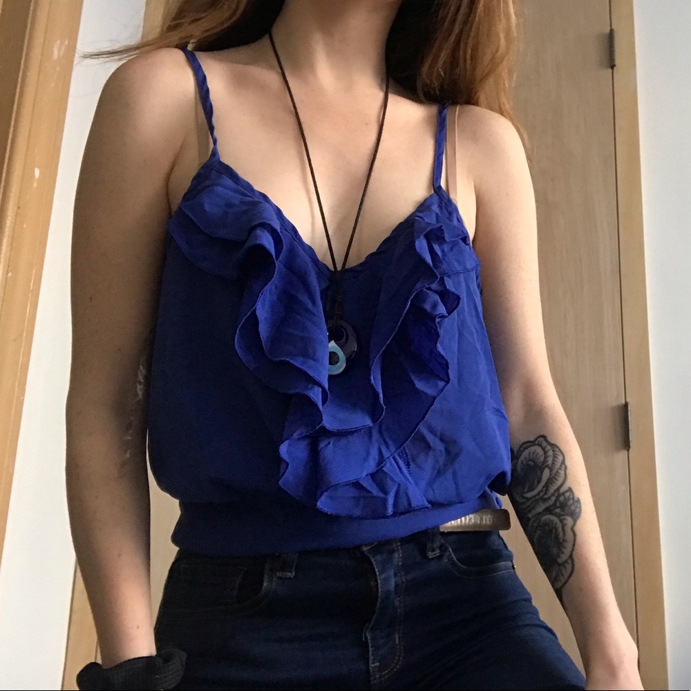 Royal Blue Ruffle Top